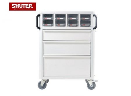 Premium Medication Delivery Cart with Clear Bins - Precision, Security, and Silent Mobility.